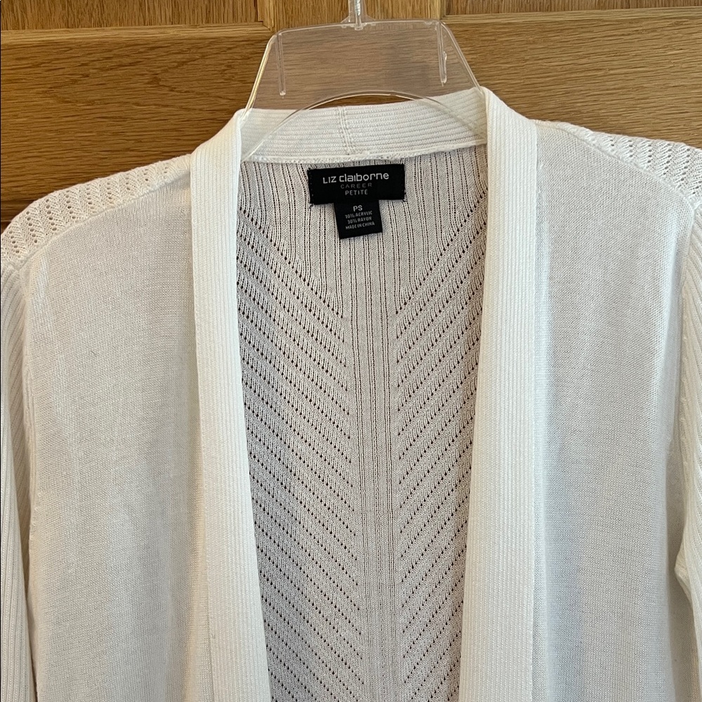 Liz Claiborne - White Open Cardigan - Small Petite - Picture 10 of 16